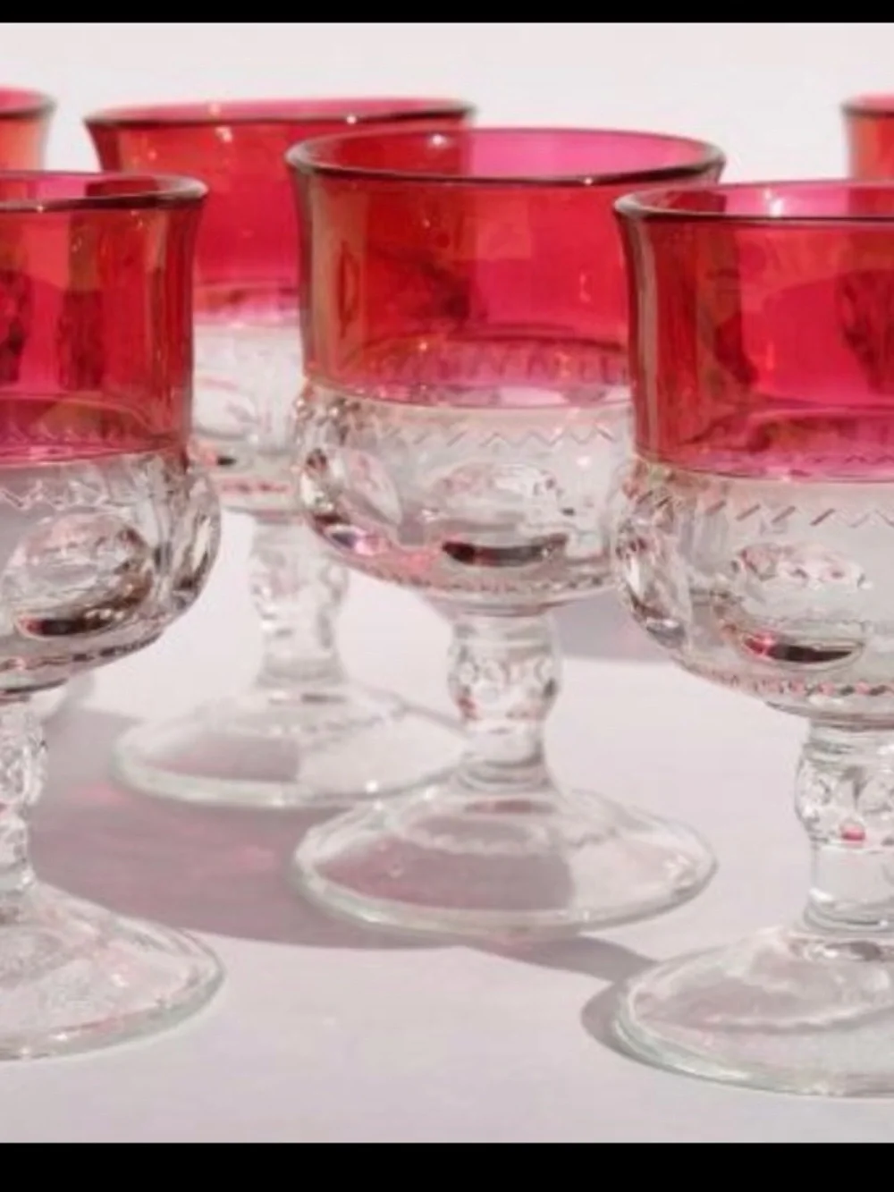 King’s Crown ruby-flash glassware sets